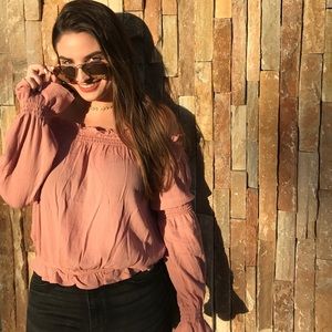 Cute pink off the shoulder top
